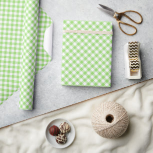 Retro-Gingham Frühlingsgrün Geschenkpapier