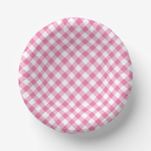 Retro-Gingham Fuchsia-Rosa Pappteller