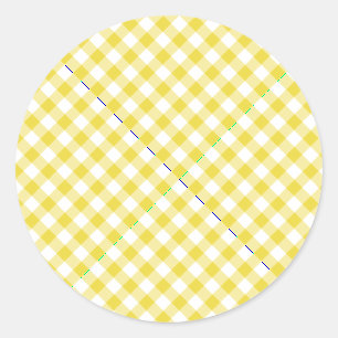 Retro-Gingham Gelbgold Runder Aufkleber
