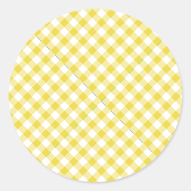 Retro-Gingham Gelbgold Runder Aufkleber (Vorderseite)