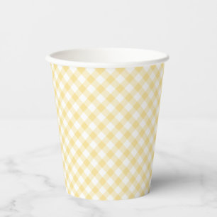 Retro-Gingham Kanariengelb Pappbecher