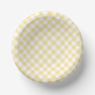 Retro-Gingham-Kanariengelb Pappteller