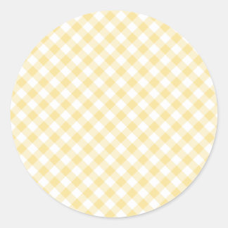 Retro-Gingham Kanariengelb Runder Aufkleber