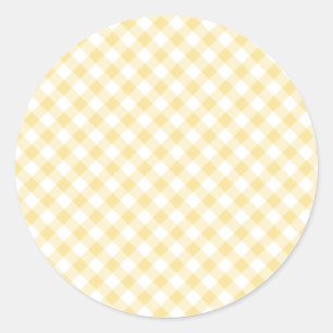 Retro-Gingham Kanariengelb Runder Aufkleber