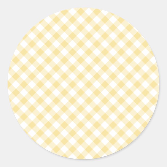 Retro-Gingham Kanariengelb Runder Aufkleber (Vorderseite)