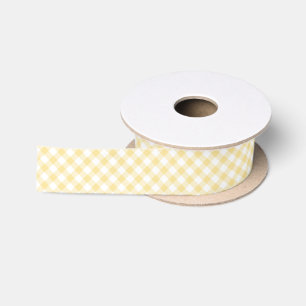 Retro-Gingham Kanariengelb Satinband