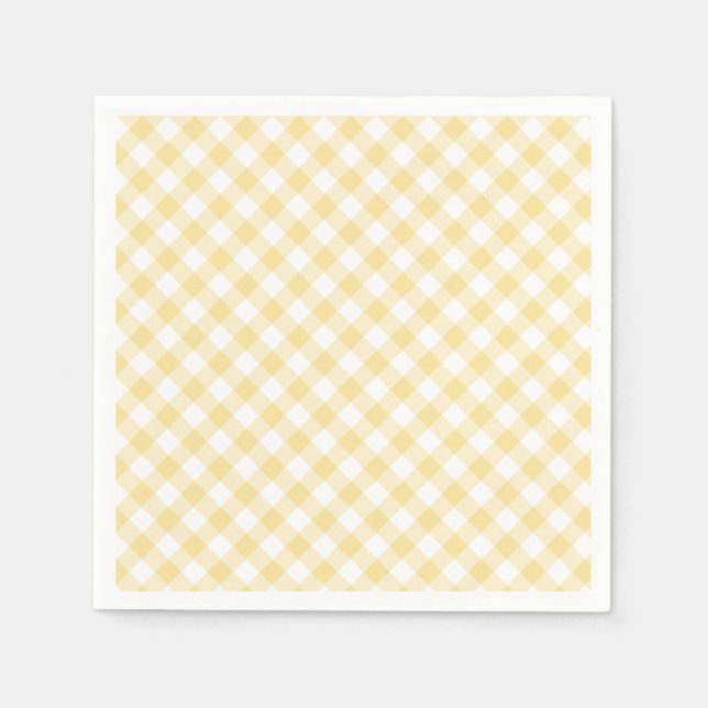 Retro-Gingham Kanariengelb Serviette (Vorderseite)