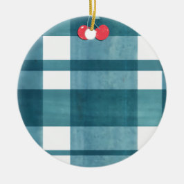 Retro-Gingham Keramik Ornament