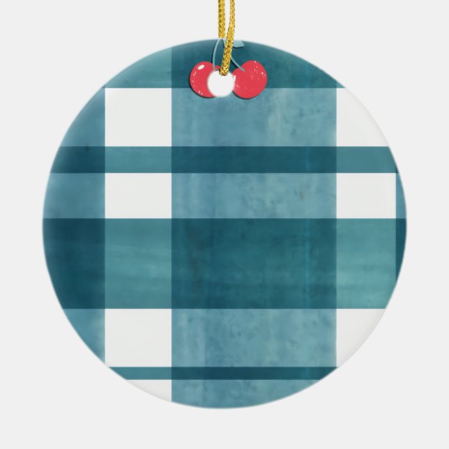Retro-Gingham Keramik Ornament (Vorne)