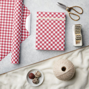 Retro-Gingham Kirschrot Geschenkpapier
