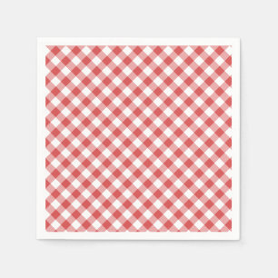 Retro-Gingham Korallenrot Serviette