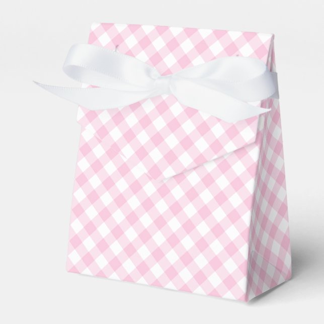 Retro Gingham Light Pink Geschenkschachtel (Vorderseite)