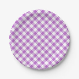 Retro-Gingham-Orchidee Lila Pappteller
