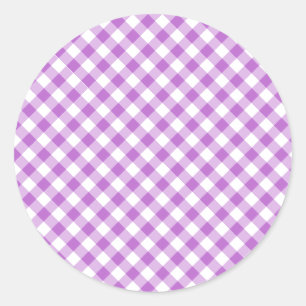 Retro-Gingham-Orchidee Lila Runder Aufkleber