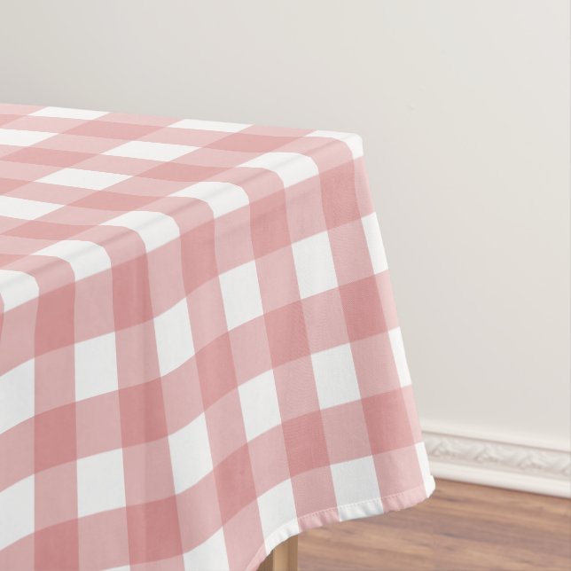Retro Gingham Pattern Rosa und weiße Streifen Tischdecke (Beispiel)