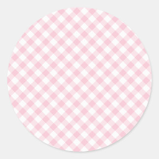 Retro-Gingham Rosa Runder Aufkleber