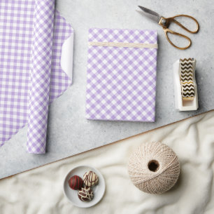 Retro-Gingham Soft Lavendel Geschenkpapier