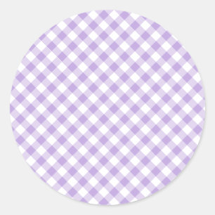 Retro-Gingham Soft Lavendel Runder Aufkleber