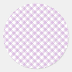 Retro Gingham Soft Lila Runder Aufkleber