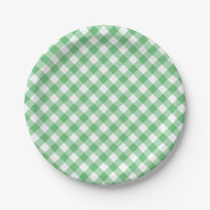 Retro-Gingham Sommergrün Pappteller