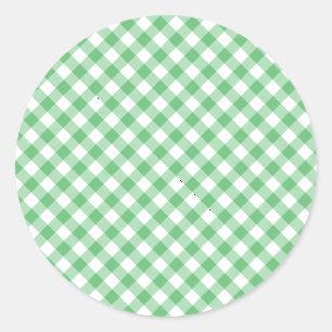 Retro-Gingham Sommergrün Runder Aufkleber