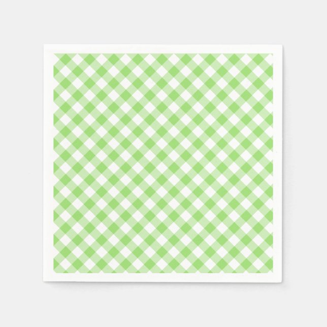Retro Gingham Spring Green Serviette (Vorderseite)