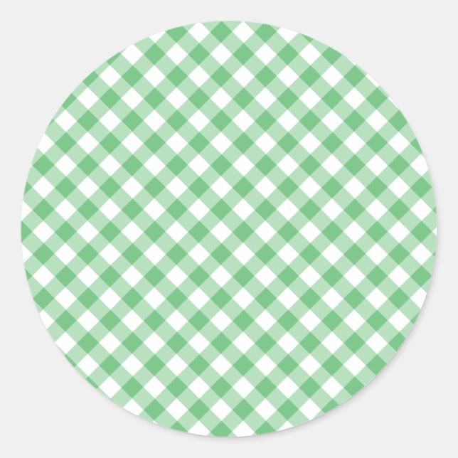 Retro Gingham Summer Green Runder Aufkleber (Vorderseite)