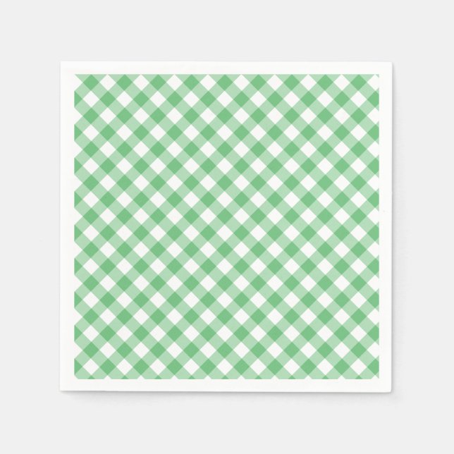 Retro Gingham Summer Green Serviette (Vorderseite)