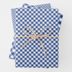 Retro-Gingham True Blue Geschenkpapier Set
