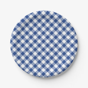 Retro-Gingham True Blue Pappteller