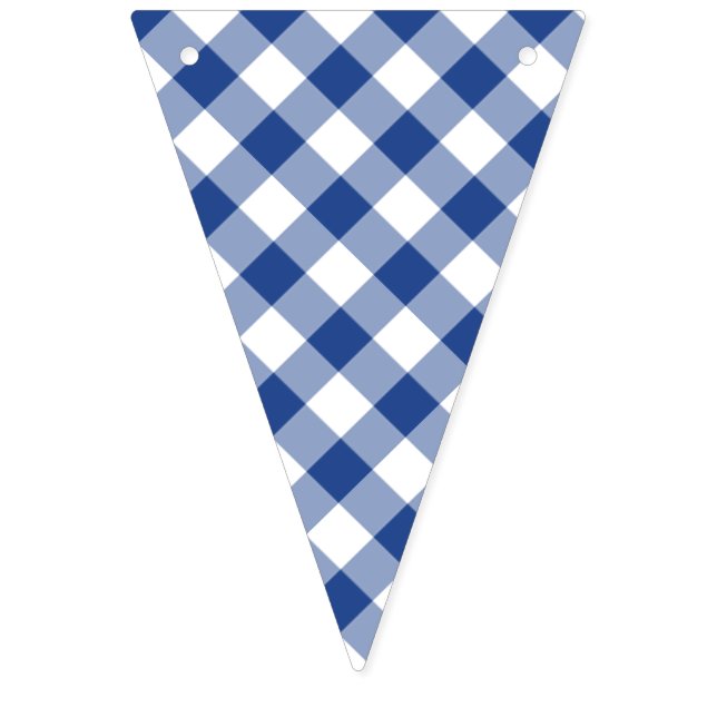 Retro-Gingham True Blue Wimpelkette (Erste Fahne)