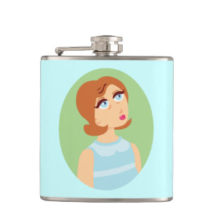 Retro Girl Blue Flachmann