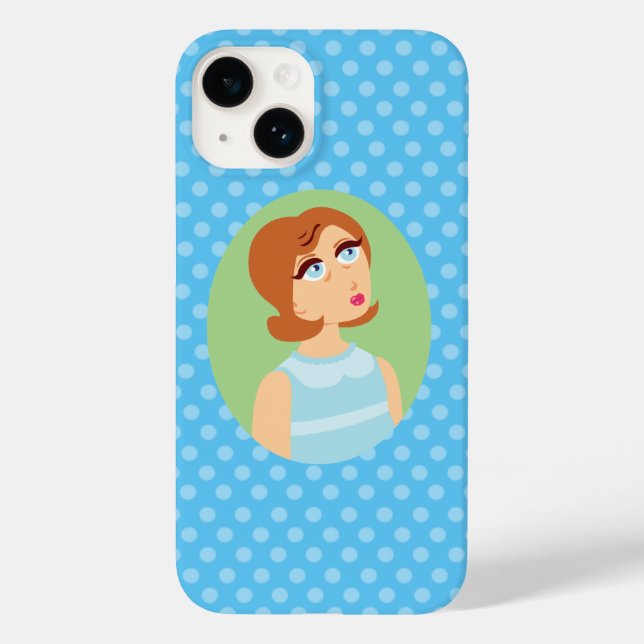 Retro Girl Blue iPhone 7 Fall Case-Mate iPhone Hülle (Rückseite)