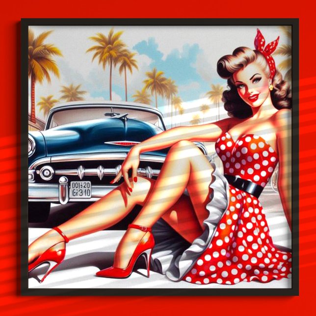Retro Girl Classic Button Up Poster (Von Creator hochgeladen)