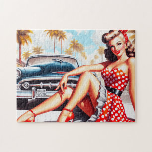 Retro Girl Classic Button Up Puzzle