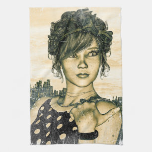 Retro Girl Geschirrtuch