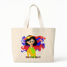 Retro Girl Medium Jumbo Tote Bag