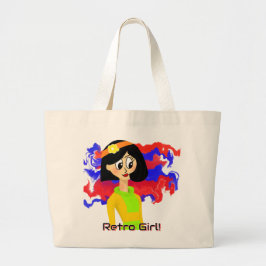 Retro Girl Medium Jumbo Tote Bag Jumbo Stoffbeutel