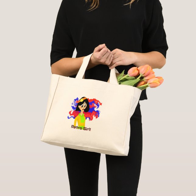 Retro Girl Mini Tote Bag Stoffbeutel (Vorderseite (Produkt))