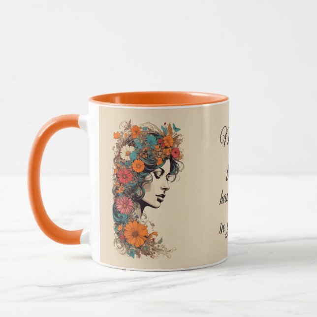 Retro Girl mit Blume im Haar Tasse (Links)