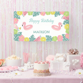 Retro Girl Pool Party Banner