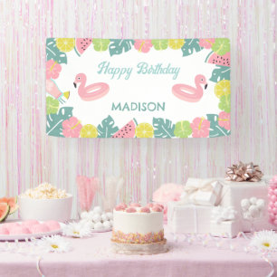 Retro Girl Pool Party Banner