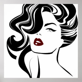 Retro Girl Red Lips Poster