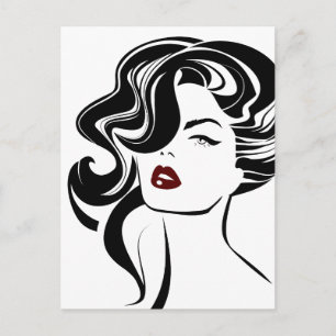 Retro Girl Red Lips Postkarte