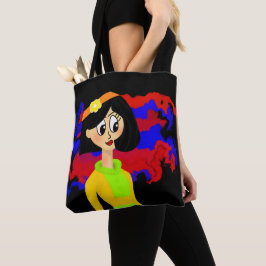 Retro Girl Schwarze Tote Bag