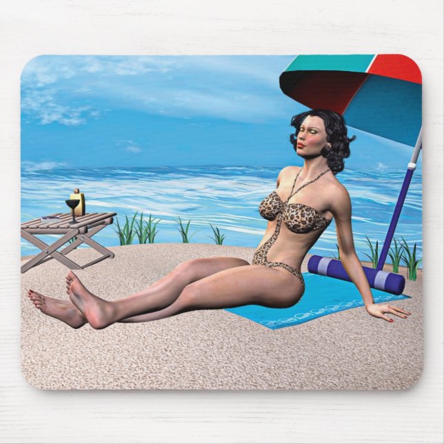 Retro Girl unter der Sonne Mousepad (Vorne)