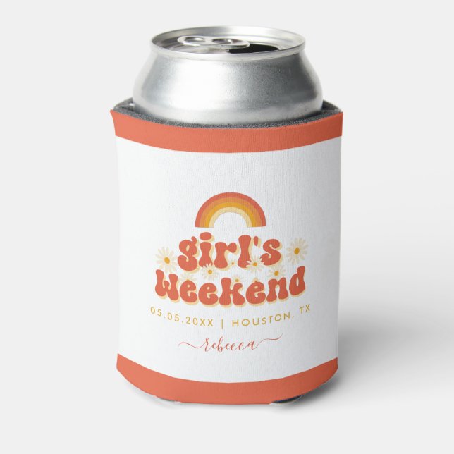 Retro Girl Weekend Personalisiert Bachelorette Dosenkühler (Kanne Rückseite)