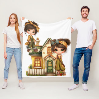 Retro Girls Baby Blanket Fleecedecke