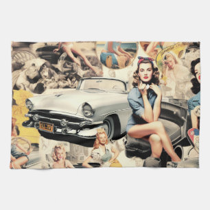 Retro Girls Collage aus den 50er Jahren Geschirrtuch
