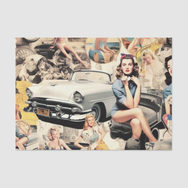 Retro Girls Collage aus den 50er Jahren Seidenpapier (Vorderseite)